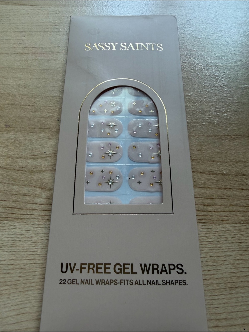 Sassy Saints Milky Way Nude Gold Accent Gel Nail Wraps